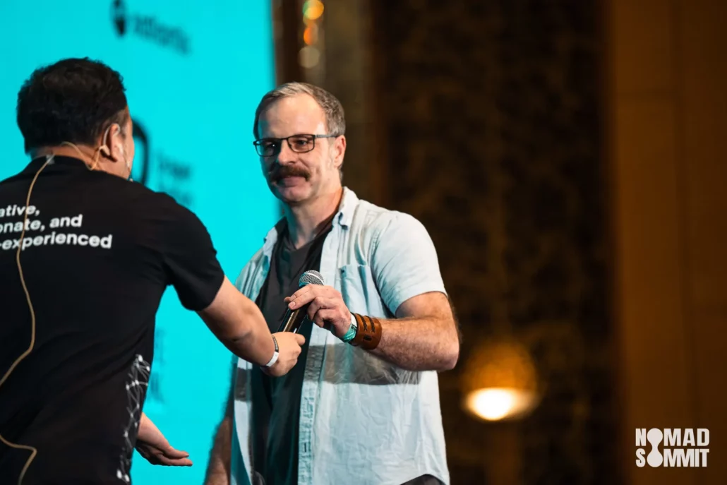 Barny Mulcahy on stage at Nomad Summit